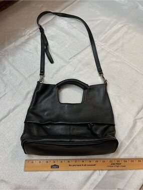 Sanctuary Black Pebbled Leather Shoulder Bag with Top Handle